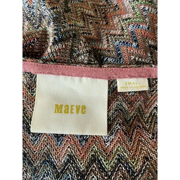 Maeve Dress Zig Zag Knit Pink Olive Green Small S - Picture 3 of 4